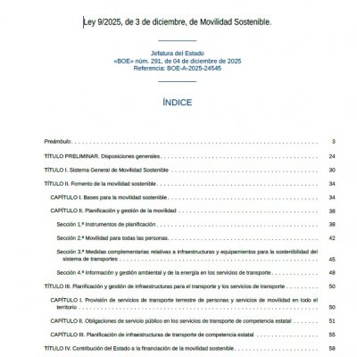 Ley 9/2025, de 3 de diciembre de Movilidad Sostenible